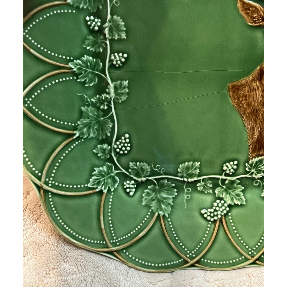 Bordallo Pinheiro Woods Deer Platter Tray Green Buck Portugal 18.75" Bosque Hunt - Picture 6 of 13